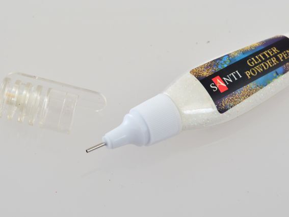 Santi 411746 Ручка з сухим розсипним глітером білого перламутрового кольору, 10г  