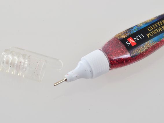 Santi 411750 Ручка с сухим рассыпным глиттером красного цвета, 10г  