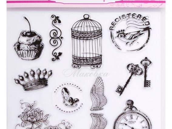 Штампы силиконовые, набор Винтаж, 15х15 см, Santi 952622 Штампы силиконовые, набор Винтаж, 15х15 см, Santi 952622