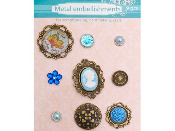 Набір брадсів Блакитні камеї, 9 шт Santi 952587