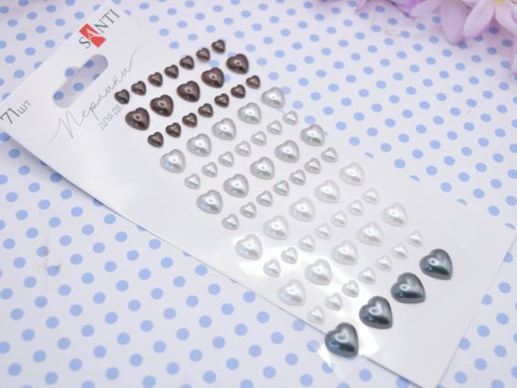 Самоклеючі перлини SANTI Серця, сірі, 742969