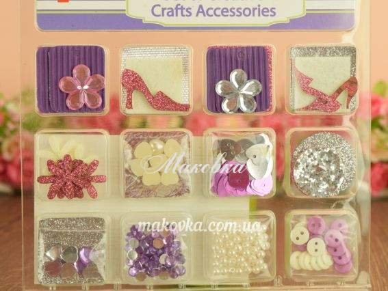 Набор декоративных элементов для скрапбукинга и декора, 12 видов, ФИОЛЕТОВЫЙ 952085 Santi Набор декоративных элементов для скрапбукинга и декора, 12 видов, ФИОЛЕТОВЫЙ 952085 Santi