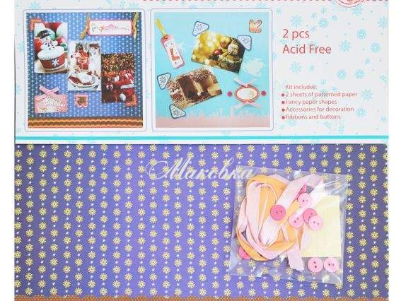 Набор Скрап-страничка Синяя (новогодняя) 30,5х30,5см, Santi 952445 Набор Скрап-страничка Синяя (новогодняя) 30,5х30,5см, Santi 952445