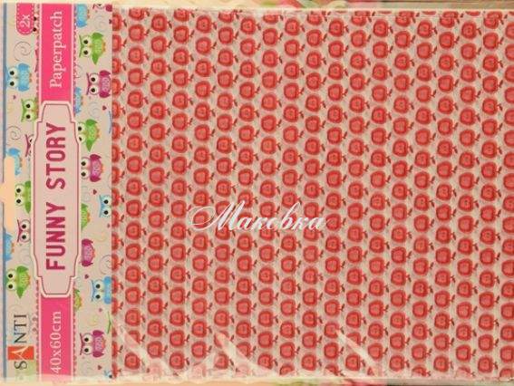 Бумага для декупажа Funny story (белая с яблокми), 2 листа 40*60 см Santi 952489