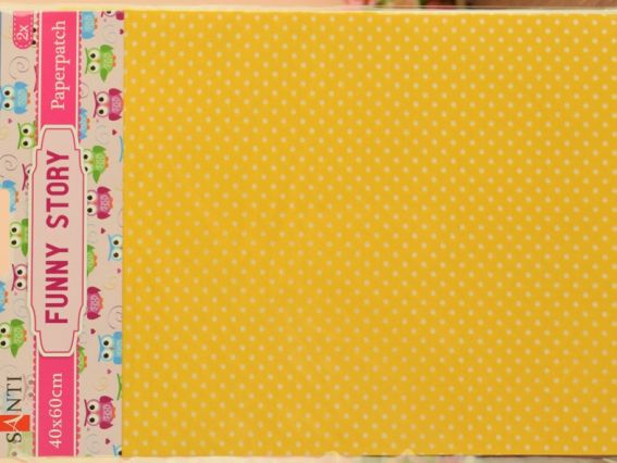 Бумага для декупажа Funny story (желтая с белым горохом), 2 листа 40*60 см Santi 952495