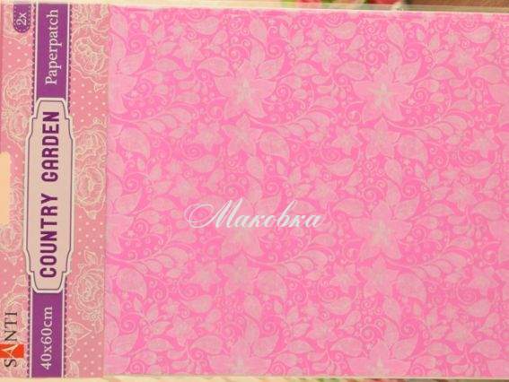 Бумага для декупажа Country garden (розовая с белыми цветами), 2 листа 40*60 см Santi 952515
