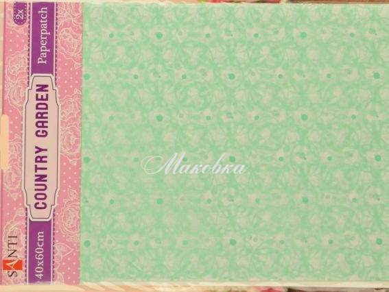 Бумага для декупажа Country garden (салатовая мелкие цветы), 2 листа 40*60 см Santi 952511