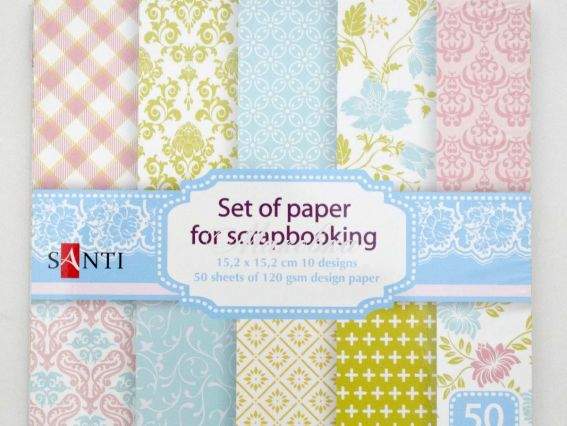 Набор дизайнерской бумаги 15х15 см, розово-голубой, 50 шт/уп., Santi  951930 Набор дизайнерской бумаги 15х15 см, розово-голубой, 50 шт/уп., Santi  951930