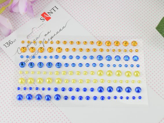 Самоклеючі стрази та перлини SANTI Gold and blue, 742523 Самоклеючі стрази та перлини SANTI Gold and blue, 742523