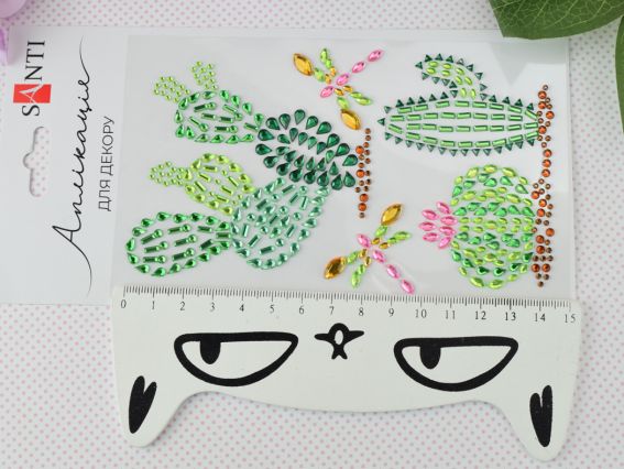 Аплікація зі самоклеючих страз SANTI Trendy Cactus, 9.5*15 см. 742536