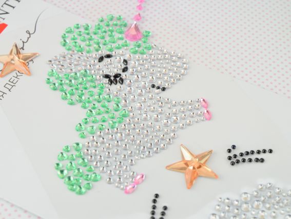 Аппликация из самоклеющихся страз SANTI Unicorn Единорог, 9.5х15 см. 742537