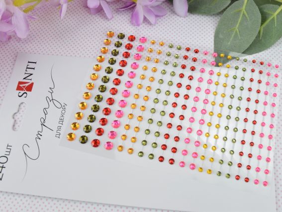 Набір камінці багатогранні самоклеючі SANTI Яскраве асорті, 3-5 мм, 742965