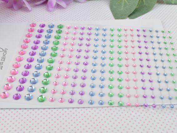 Набір камінці багатогранні самоклеючі SANTI Сяюче асорті, 3-5 мм, 240 шт 742967