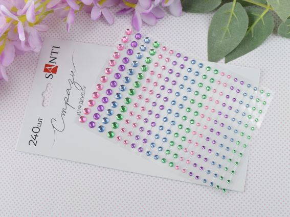 Набір камінці багатогранні самоклеючі SANTI Сяюче асорті, 3-5 мм, 240 шт 742967