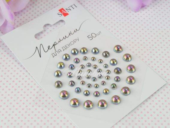 Напів-перлинки клейові Бронза веселкові, 50 шт., Santi 742974 Напів-перлинки клейові Бронза веселкові, 50 шт., Santi 742974