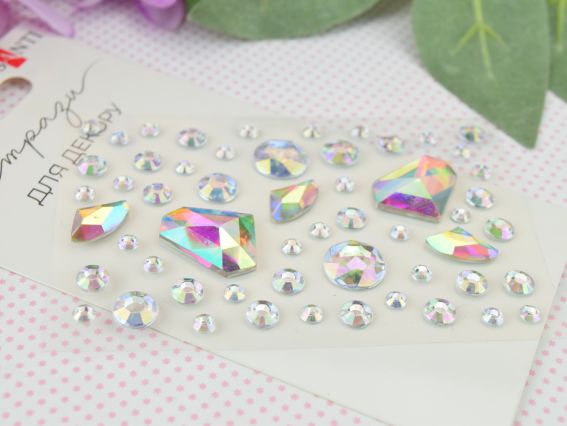 Набор камушки полубусины и жемчужины самоклеящиеся SANTI MIX хамелеон 55шт, 742993