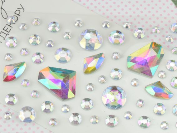 Набор камушки полубусины и жемчужины самоклеящиеся SANTI MIX хамелеон 55шт, 742993