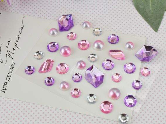 Самоклеючі стрази та перлини SANTI MIX рожеві, бузкові, 742997 Самоклеючі стрази та перлини SANTI MIX рожеві, бузкові, 742997