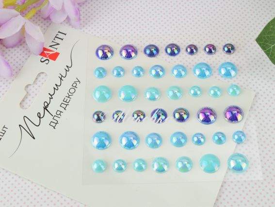Самоклеючі перлини SANTI Beads блакитні, 743005