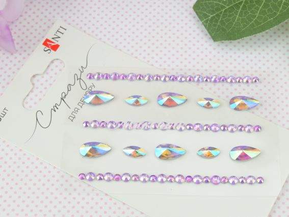 Самоклеющиеся стразы SANTI Капли лиловые 743014