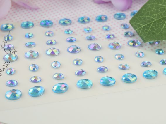 Набір камінці багатогранні самоклеючі SANTI Росинки блакитні, 56 шт 743015