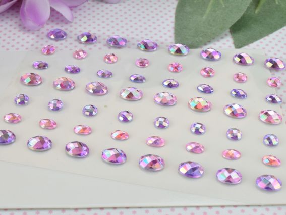 Набор камушки многогранные самоклеящиеся SANTI Росинки лиловые, 56 шт 743016