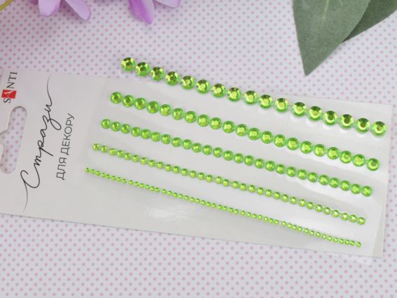 Набір камінці багатогранні самоклеючі SANTI  Зелені , 146 шт 743020