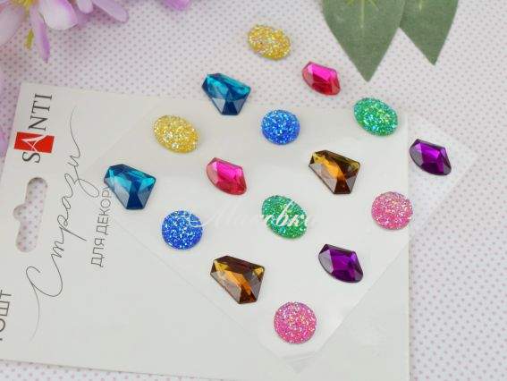 Самоклеючі стрази SANTI Diamonds різнокольорові, 743021 Самоклеючі стрази SANTI Diamonds різнокольорові, 743021