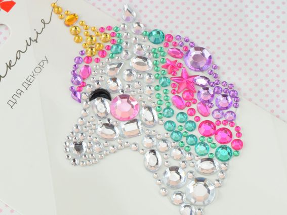 Аплікація зі самоклеючих страз SANTI Єдиноріг 7х9 см 743025