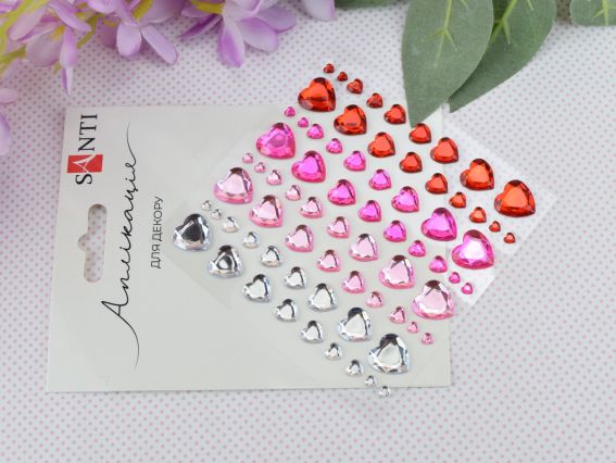 Набір камінчики напівнамистини самоклеючі SANTI Серця 743031