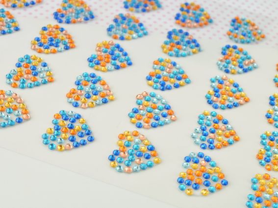 Аппликация из самоклеющихся страз SANTI Сердца сине-желтые 9х15 см, 40 шт 743032