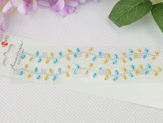 Аппликация из страз самоклеящихся SANTI Листья сине-желтые 743034 Аппликация из страз самоклеящихся SANTI Листья сине-желтые 743034