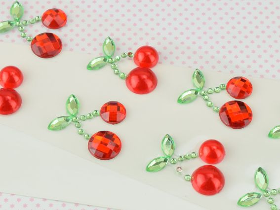 Аплікація зі самоклеючих страз SANTI Вишеньки 7х14 см 743035