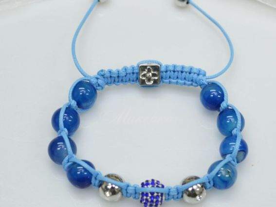 Браслет Шамбала 01 голубой, кошачий глаз Браслет Шамбала 01 голубой, кошачий глаз