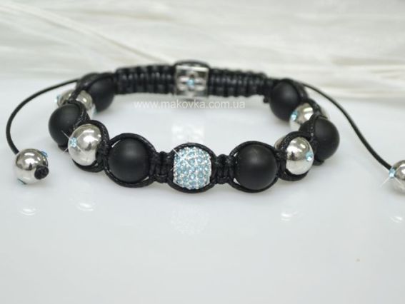 Браслет Шамбала 01 черно-голубой Браслет Шамбала 01 черно-голубой