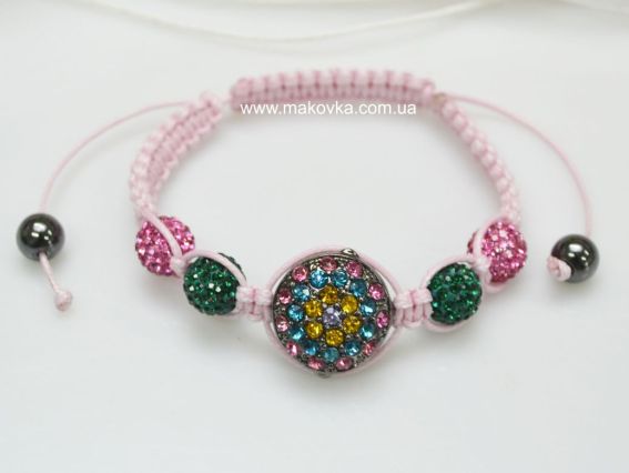 Браслет Шамбала 03 Большой цветок, розовый Браслет Шамбала 03 Большой цветок, розовый