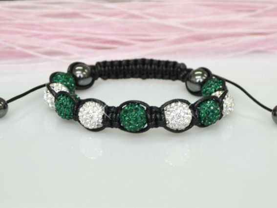 Браслет Шамбала 04 бело-зеленый Браслет Шамбала 04 бело-зеленый