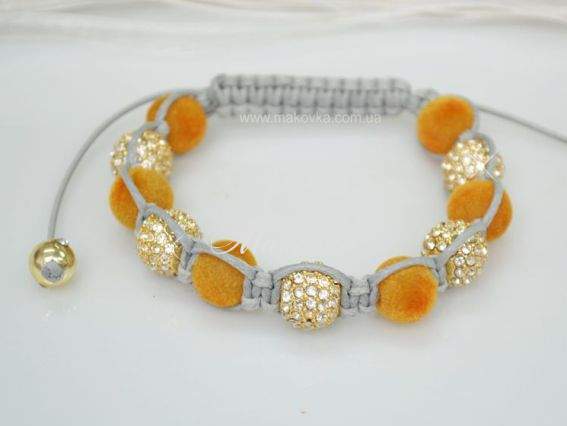 Браслет Шамбала 08 золото с велюром Браслет Шамбала 08 золото с велюром