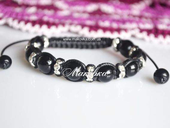 Стеклянные бусины в форме шара, 10 мм, цвет №33 черный, 1 низка