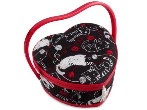 Шкатулка-сердечко РТО 3850-RT-91, черная Котики-клубочки Шкатулка-сердечко РТО 3850-RT-91, черная Котики-клубочки