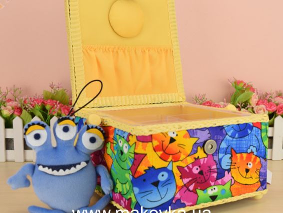 Шкатулка для рукоделия квадратная, РТО 3859-RT-27D, 19,5х19,5х13,5 см Яркие коты