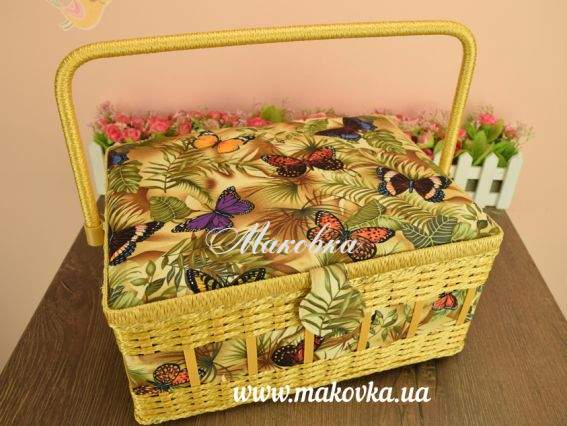 Шкатулка для рукоделия РТО 3866-RT-19, Бабочки, оббита соломкой Шкатулка для рукоделия РТО 3866-RT-19, Бабочки, оббита соломкой