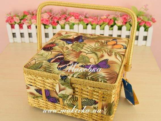 Шкатулка для рукоделия РТО 3869-RT-29, Бабочки, оббита соломкой Шкатулка для рукоделия РТО 3869-RT-29, Бабочки, оббита соломкой