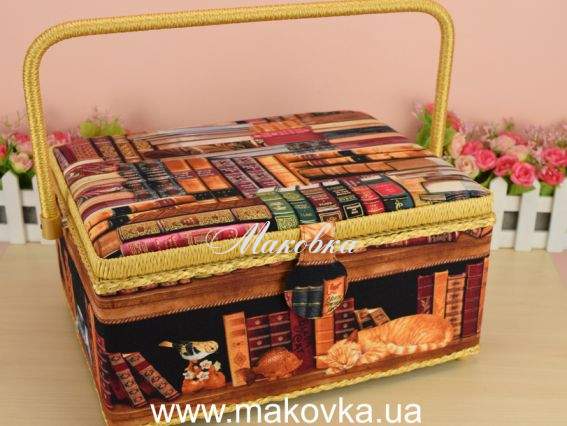 Шкатулка для рукоделия РТО 3879-RT-17, Книжная полочка кот, прямоугольная Шкатулка для рукоделия РТО 3879-RT-17, Книжная полочка кот, прямоугольная