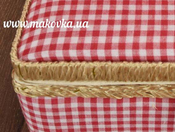 Шкатулка для рукоделия прямоугольная СМ032  Шкатулка 24х17,5х13 см ЧМ красно-белая клетка