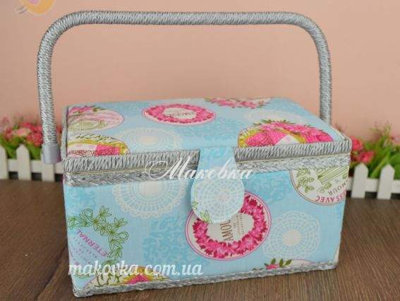 Шкатулка для рукоділля СМ076 прямокутна блакитна, Amour, ЧМ Шкатулка для рукоділля СМ076 прямокутна блакитна, Amour, ЧМ