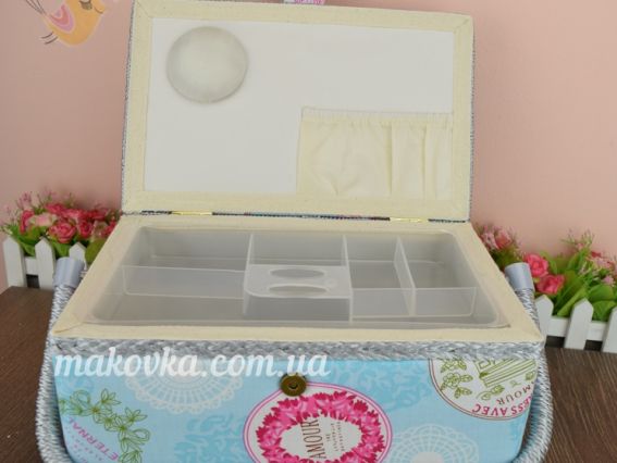 076А Скринька для рукоділля прямокутна СМ004 розмір 27,5х17х15см, блакитна, Amour, ЧМ 