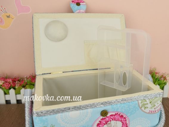 076А Скринька для рукоділля прямокутна СМ004 розмір 27,5х17х15см, блакитна, Amour, ЧМ 