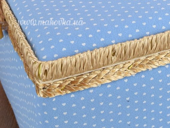 СМ116 шкатулка для рукоделия прямоугольная , Голубая с сердечками, 30,5х23х16 см, ЧМ