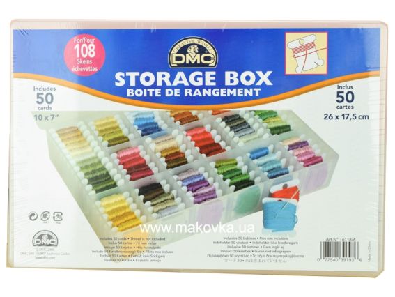 Коробка-органайзер для бобін з муліне і 50 картонних бобін, DMC 6118/6 Коробка-органайзер для бобін з муліне і 50 картонних бобін, DMC 6118/6